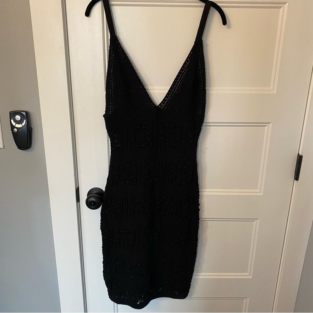 Anthropologie Crochet Mini Dress Black - Picture 3 of 8